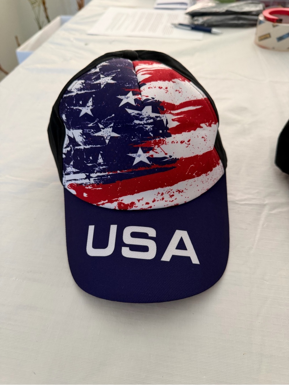 USA Flag Print Trucker Hat - Red White Blue